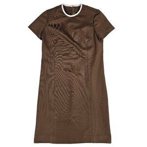 Vintage 70s Sheath Midi Dress Brown M